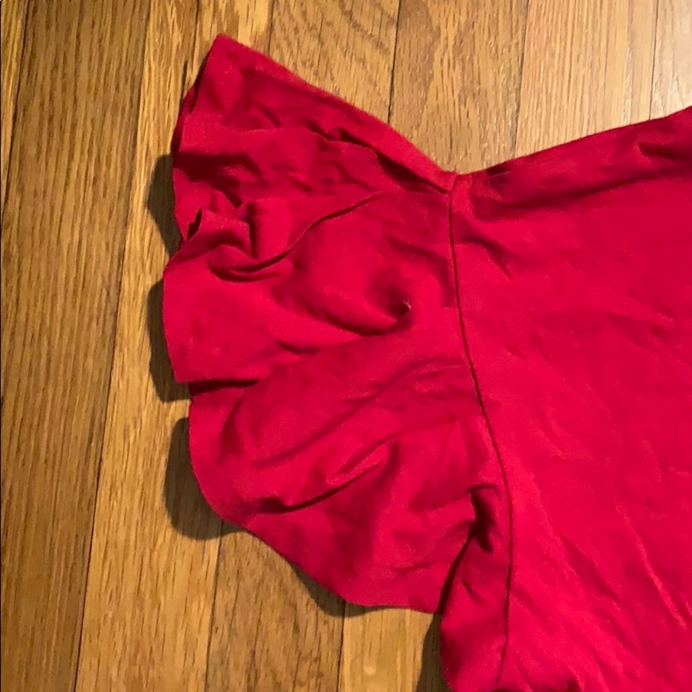 Red Ruffle Sleeve Top - Picture 3 of 3